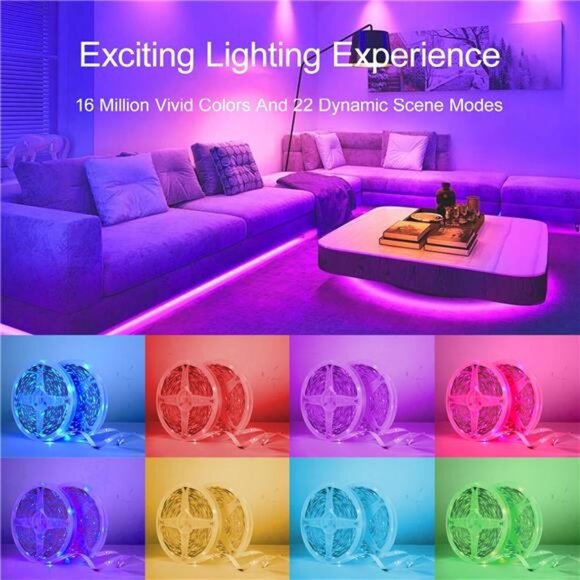 LED Strip Lights 200 FT RGB Color Changing Bedroom Room Party Music Sync Lightin - Picture 5 of 8